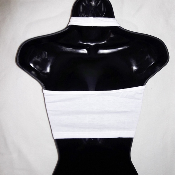 Sexy White Stretchy Knit Halter Crop Top - Picture 4 of 4